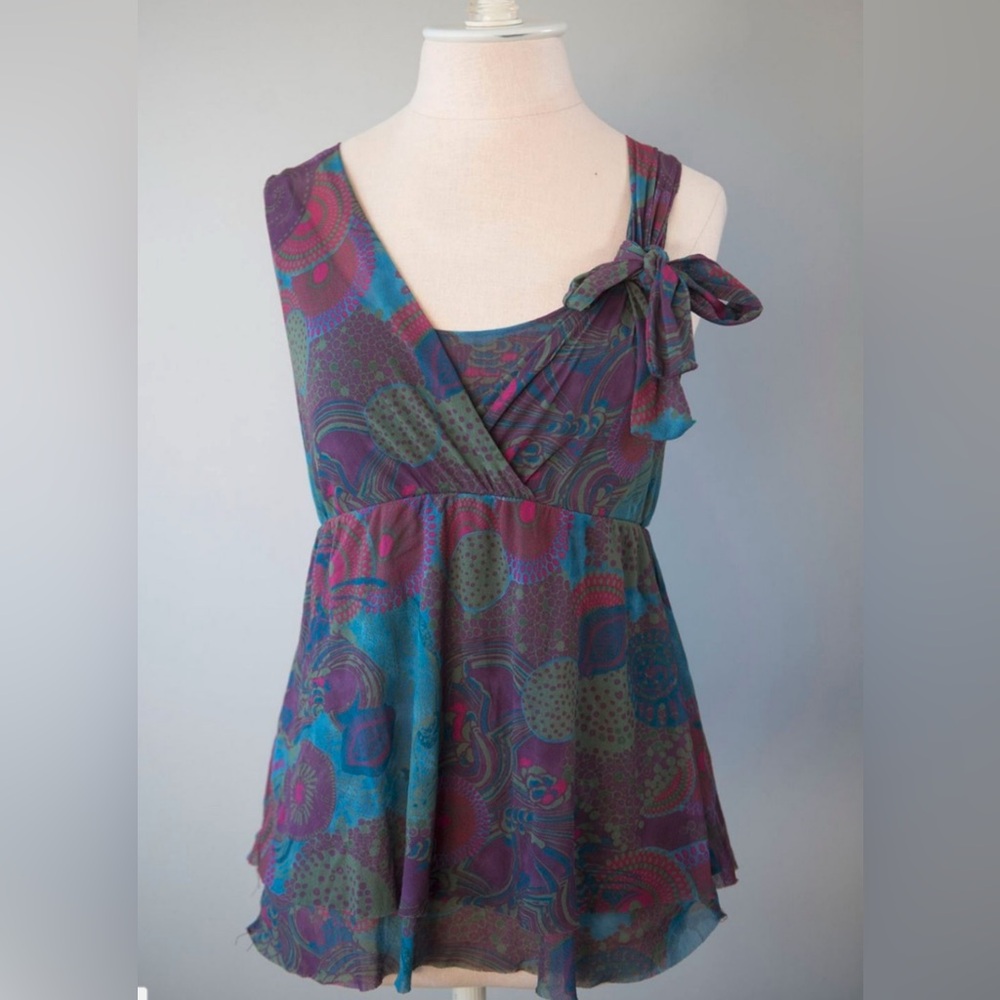 Boho wrap mesh tunic top by‎ Daisy & Clover Y2K Sz M babydoll psychedelic hippie